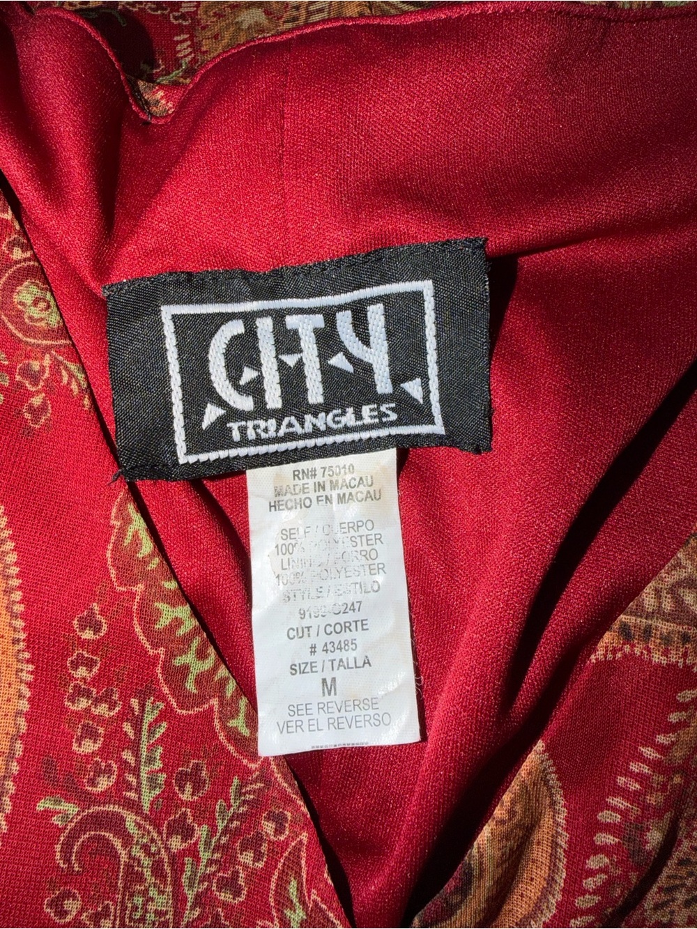 City Triangles Red and Gold Paisley Asymmetrical Maxi Dress - Picture 7 of 7